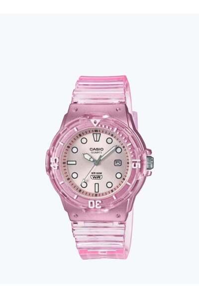Casio watch for women with a transparent pink strap, model LRW-200HS-4EV
