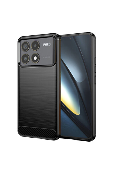 Techsuit Силиконов калъф Xiaomi Poco F6 Pro Carbon, черен