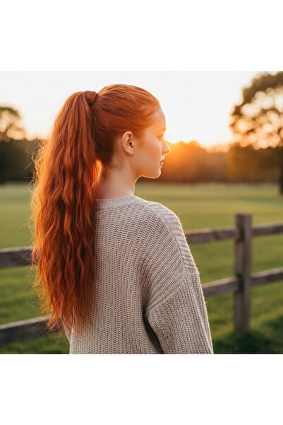 Zeysum Bakır Kabarık Dalgalı At Kuyruğu Saç Postiş 65 Cm Isıya Dayanıklı