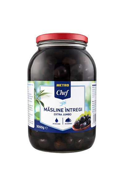 Metro Chef Extra Black Olives, Jumbo, Caliber 161-180, Metro Chef, 1.8 Kg
