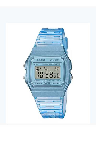 Casio Digital Watch with Resin Strap Model F-91WS-2DF Size 33mm - Blue for Women