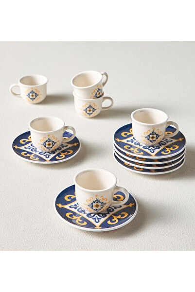 Generic Floreal Sao Luis 12-Piece Ceramic Espresso Set - 65 ml, Serves 6