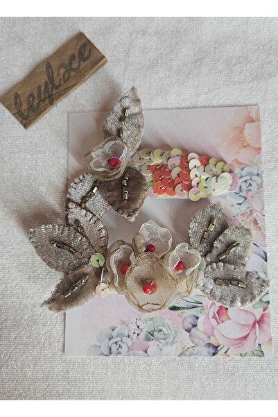 Leylace حجر كريستال، ترتر، قماش أورجانزا، تصميم خاص، لون بيج، طقم مشبك 4 قطع،...