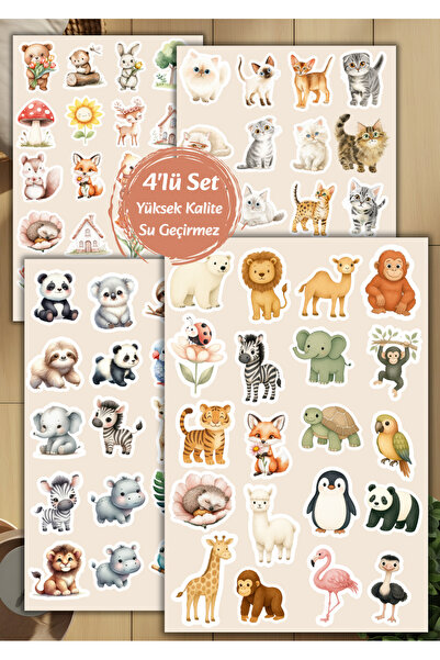 VORACRAFT 4'lü Tatlı Hayvan Sticker Set D00025