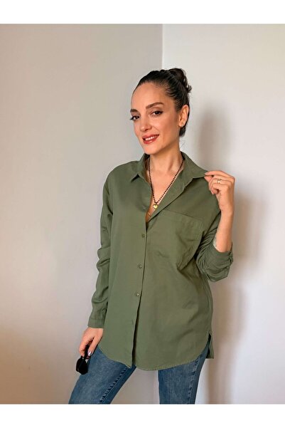 Ali Butik Haki Basic Keten Gömlek