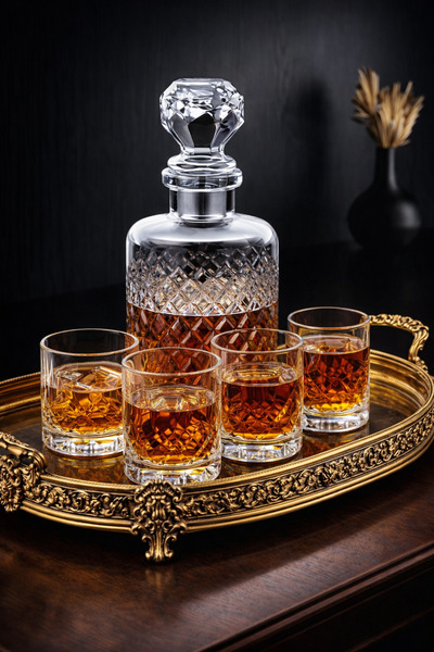 MADAME LUDA Top Segment Whiskey Glass-Cup/Goblet/Wine Decanter Set (6 Glasses...