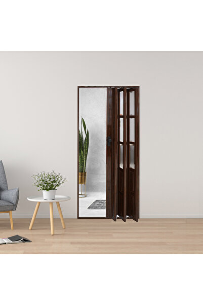 ENLIS Camlı Akordiyon Kapı Venge 86x203 cm PVC Katlanır Banyo WC Oda Kapısı