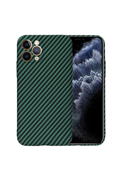 Techsuit Carcasă din fibră de carbonită pentru iPhone 11 Pro, verde