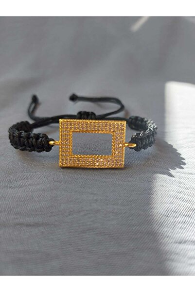 GEZERGOLD TAKI 1GRAM KARE KÜLÇE UYUMLU LÜX TAŞLI MAKROME İPLİ