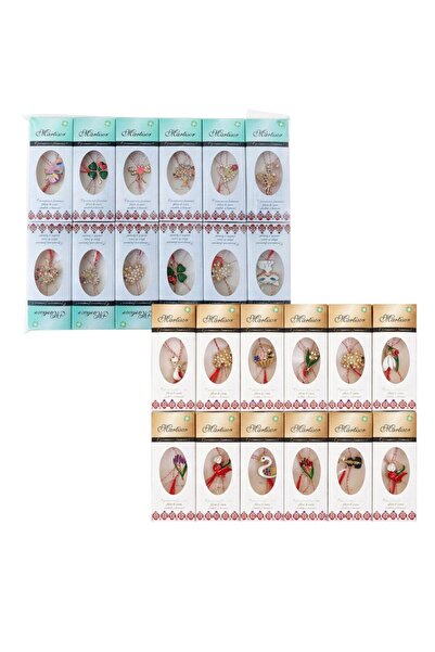 JML Mărțișoare Tip Broșă 24/Set, Broșă 2–4cm, Cutii Individuale 11x4cm, Șnur ...