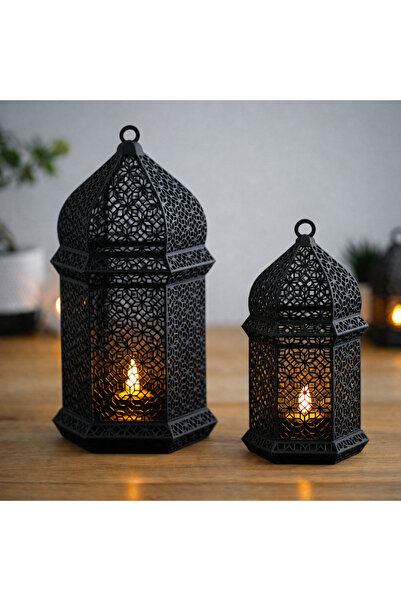 TreeDCraft İslami Motifli Ramazan Feneri / Işıklı Mumluk & Masa Dekor Süs