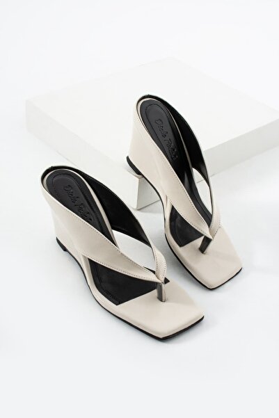 diclepolat Women's Beige Wedge Heel Slippers Flip Flops Platform Summer Styli...