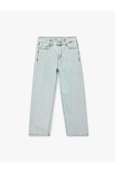 Koton Straight Stoned Blue Women's Jean Trousers 6Sal40024Md