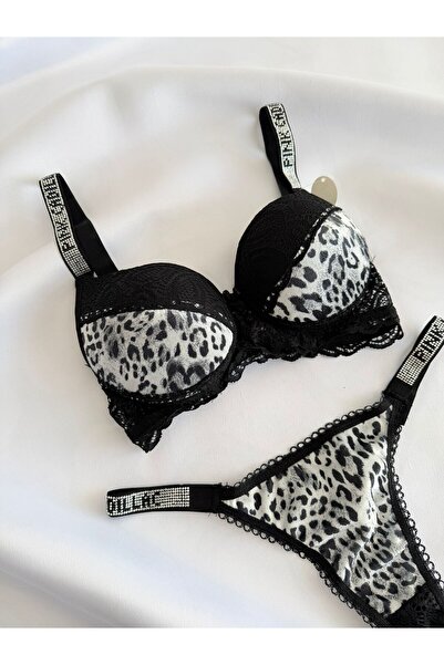 Pink Cadillac Kadın Leopar Destekli Sütyen & Tanga Takımı