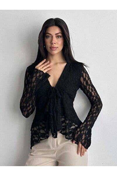 LİFERA Flounced Lace Cardigan