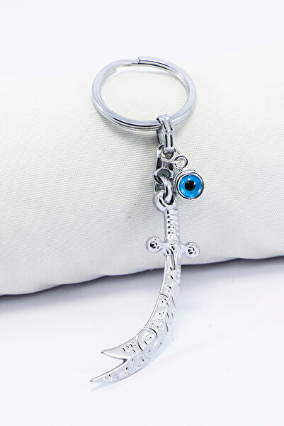 biuti Breloc cu sabie Zulfiqar din metal strălucitor, cu mărgele de sticlă, o...