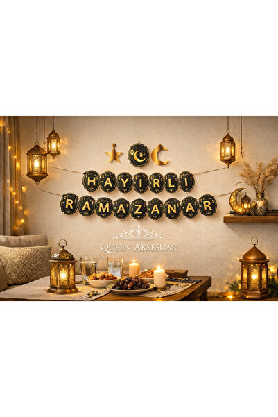 QUEEN AKSESUAR 500 cm Hayırlı Ramazanlar Banner Seti Dekorasyon Süsleme Seti