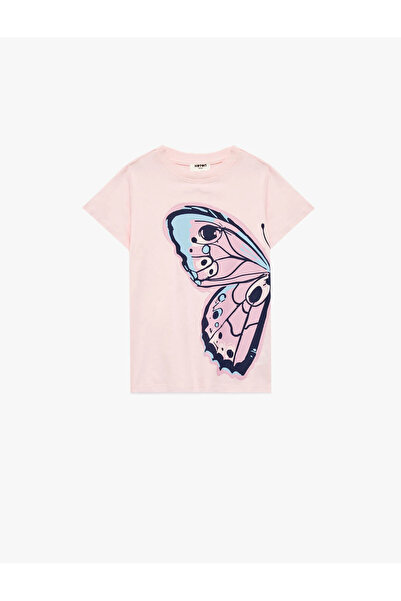 Koton Leptir Štampano Ružičasta devojčica T-shirt 6SKG10020AK
