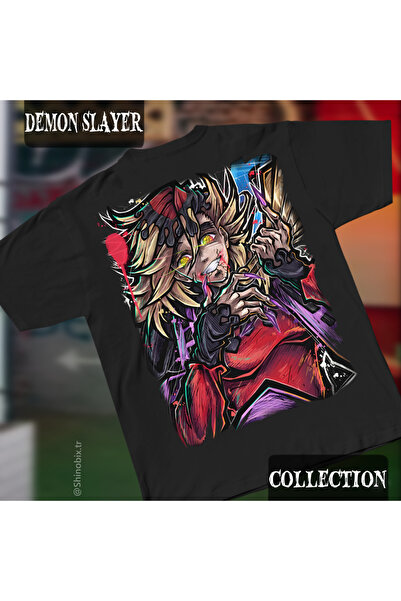 SHINOBIX Demon Slayer Anime Douma Upper Rank 2 Oversized Printed T-Shirt with...
