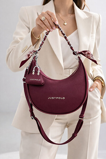 Just Polo Kadın Omuz Ve El çantası Baguette Çanta & İpek Fular Detayı