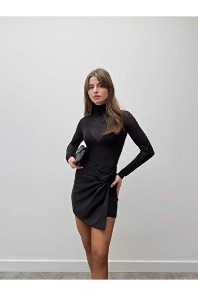 Maldia Shop Icon Knot Detailed Black Short Skirt