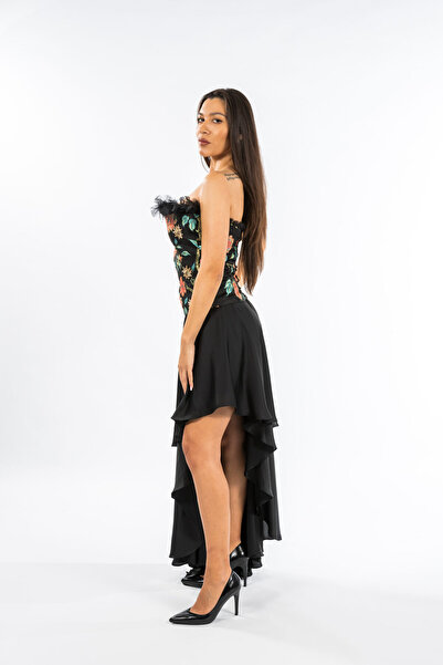 Gorgeaux Fustă elegantă asimetrică Ruxandra neagră - XXL(44)