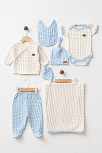 KUZENLER BEBE Baby 100% Cotton Newborn 7-Piece Hospital Discharge Bodysuit Set