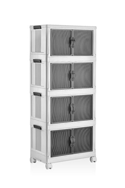 markentegra 4 Katlı Portatif Organizer, Kapaklı ve Tekerlekli