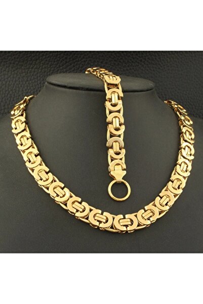 Mihasem SET Lant si bratara INOX placat pentru barbati (otel inoxidabil)