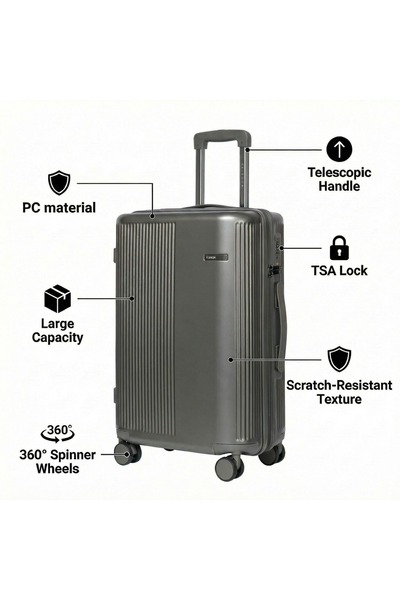 Flieger Luggage طقم حقائب سفر مكون من 4 قطع، مصنوع من مادة البولي كربونات المقاومة للخدش، مناسب لحقائب العمل المحمولة، مزود بقفل TSA وعجلات دوارة صامتة.