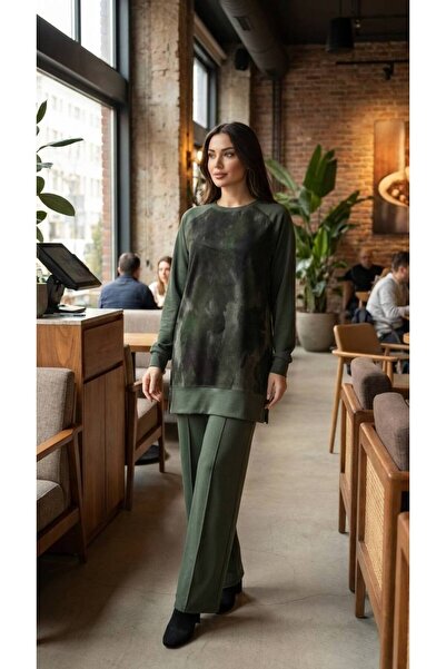 Marka Modal Fabric Double Dest Set with Silk Kupra Detail on the Front and Back