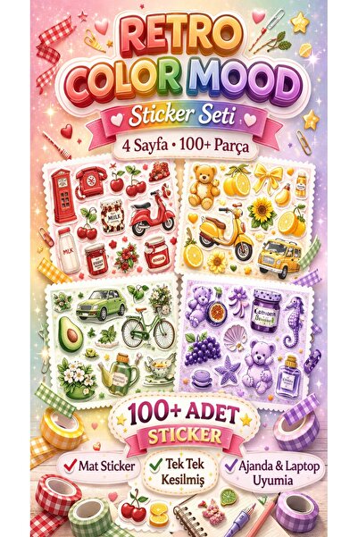 LABELOVE Retro Mood 100+ Parça Sticker Set – Planner, Bullet Journal & Laptop...