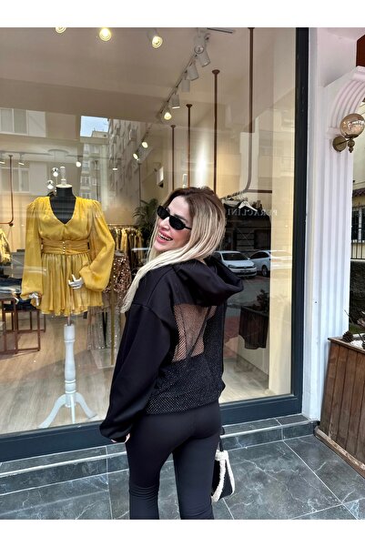 Yasmin Butik Back Mesh Detailed Sweatshirt