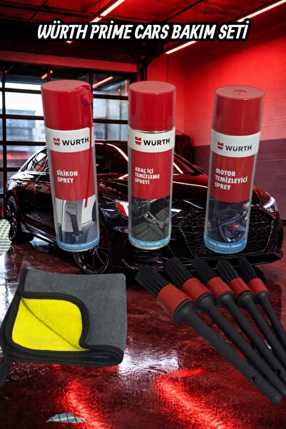 Würth Prime Cars Bakım Seti (Silikon Sprey +Araç İçi Temizleme + Motor Temizl...