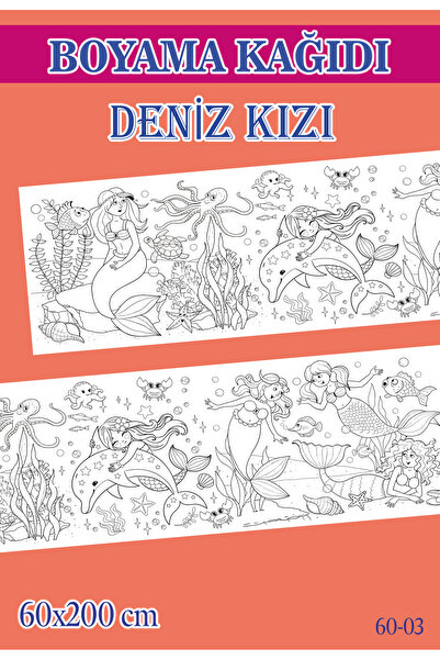 Sim Tasarım 2 mt Deniz Kızı Tema Çocuk Aktivite Dev Boyama Kağıdı