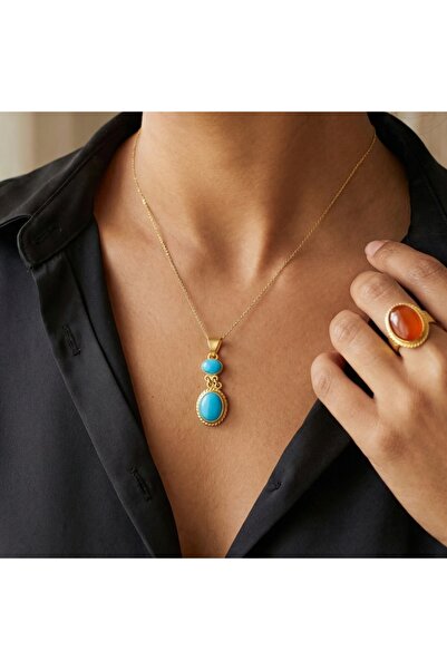 makeitbylove Sultan El Yapımı Arizona Turkuaz Kolye, Koruyucu Tılsım Sembolü,...