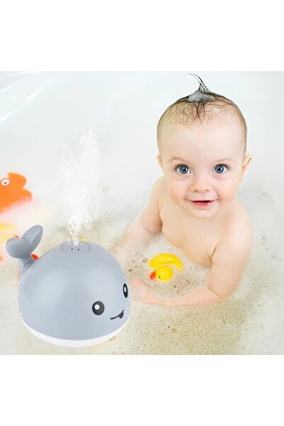 PlayFun Jucarie de baie interactiva Balena Water Spray cu joc de lumini LED s...