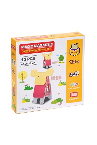 PlayFun Set manetic de construit, cu 12 piese, pentru copii