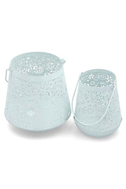 Generic Serene 2-Piece Decorative Metal Elegant Candle Holder Set Light Blue