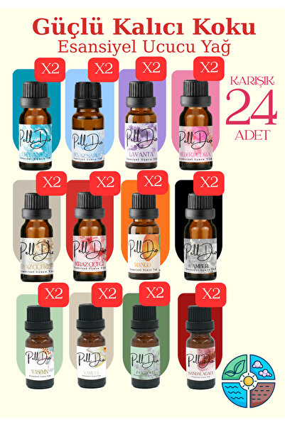 PellDio Home 24'lü Esansiyel Uçucu Koku Yağı Buhurdanlık Yağı Difüzör Esansı ...