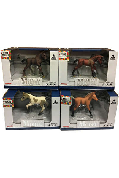 PlayFun Figurine Cai din Rășină Pictate Manual – Set 4 Modele, Cutie cu Ferea...
