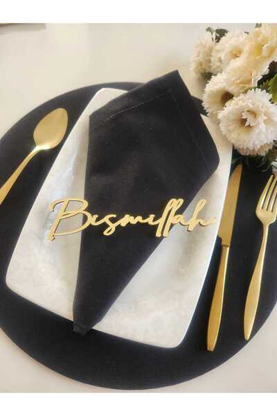 Runner Supla Home 6 adet gold BİSMİLLAH yazılı ramazan ve sofra süsü ev sofra...