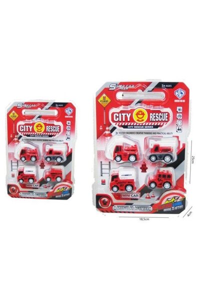 PlayFun Set Mașini 8 Bucăți cu Fricțiune – Pompieri, Elicopter, Motocicletă ș...