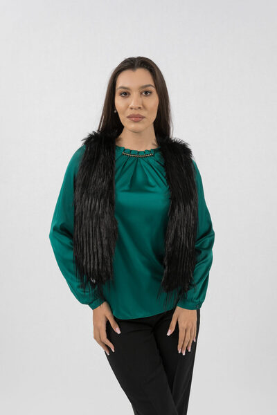 Gorgeaux Black Vest with Fur - XXL