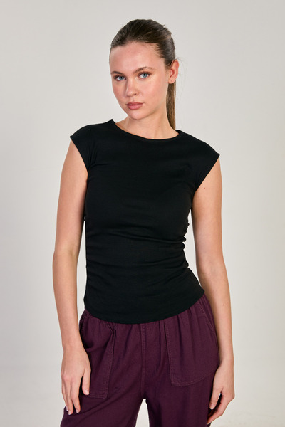 BARRELS AND OIL Women's Side Gathered Bodysuit - Black