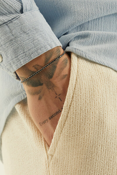 Fjellor Ilvaron Men's Black Stone Steel Thin Waterway Bracelet