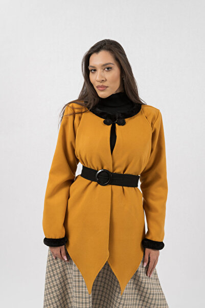 Gorgeaux Yellow Fabric Jacket with Cord Soraia - 4XL