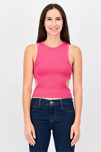 Don't Call Me Jennyfer Women Round Neck Sleeveless Plain Tank Top, Fuchsia