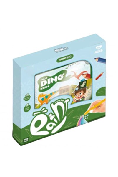 PlayFun Carte textila de colorat cu 6 pagini, reutilizabila, cu carioci, Dino