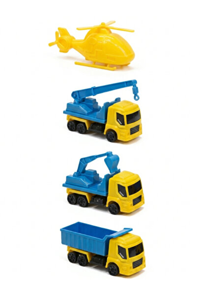 a v d a مجموعة من 4 مركبات بناء للأطفال - طائرة هليكوبتر، شاحنة قلابة، مجرفة ...